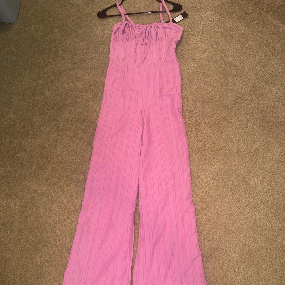 Women’s Pink Wide-Leg Jumpsuit with Spaghetti Straps